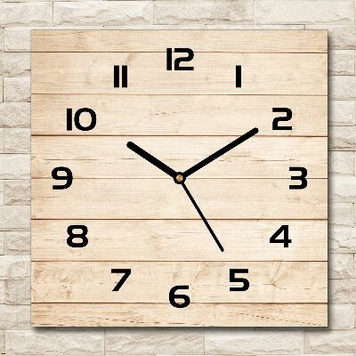 Horloge carrée en verre Fond en bois