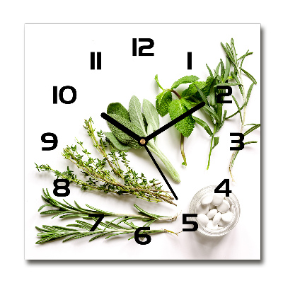 Horloge carrée en verre Herbes