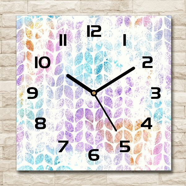 Horloge murale carrée Feuilles colorées
