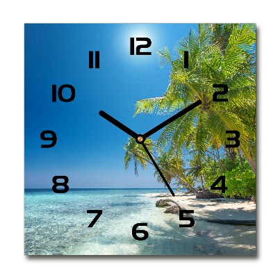 Horloge carrée en verre Plage des Maldives