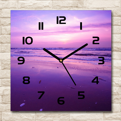 Horloge carrée en verre Mer au coucher du soleil