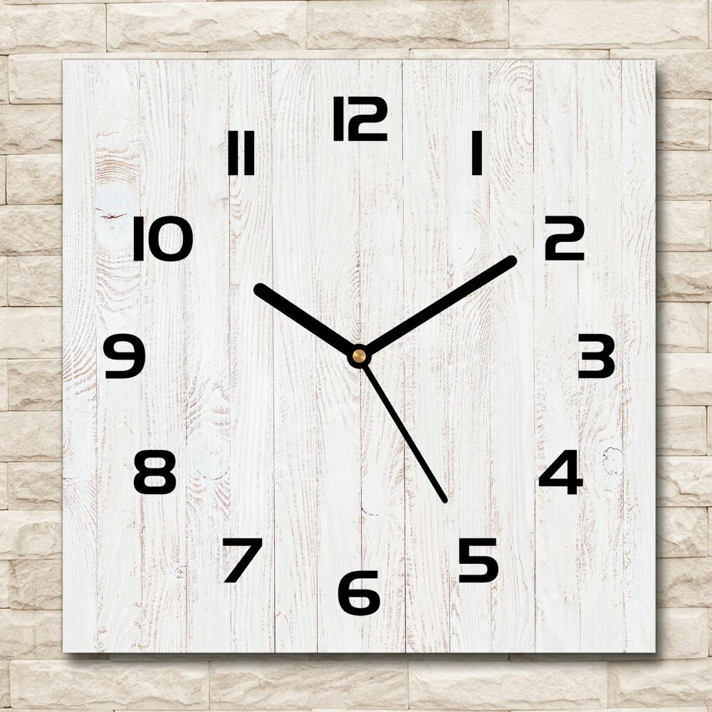 Horloge carrée en verre Fond en bois tableau blanc