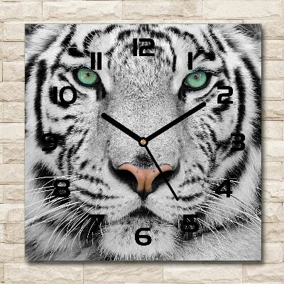 Horloge carrée en verre Tigre blanc