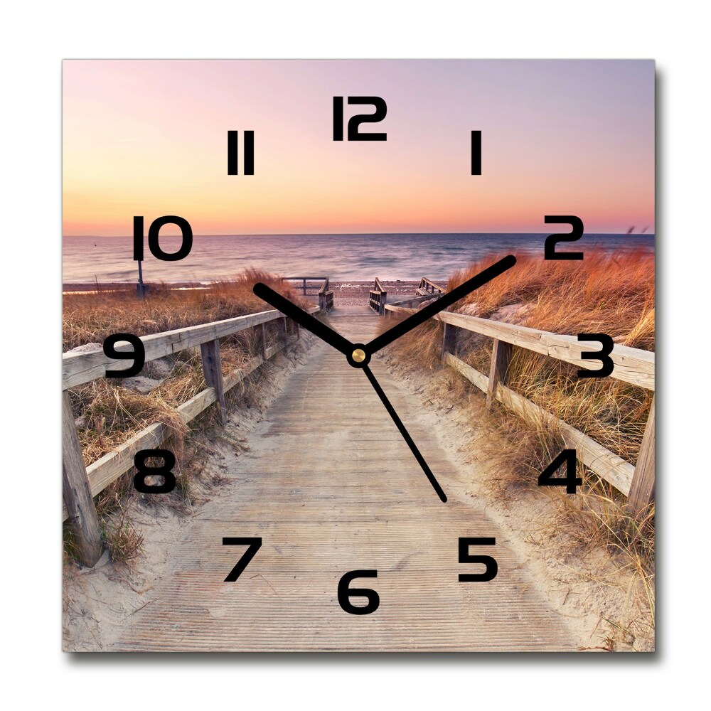 Horloge carrée en verre Chemin vers la plage