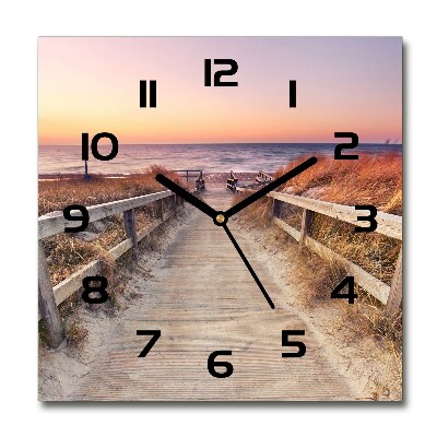 Horloge carrée en verre Chemin vers la plage