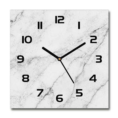 Horloge carrée en verre Marbre blanc