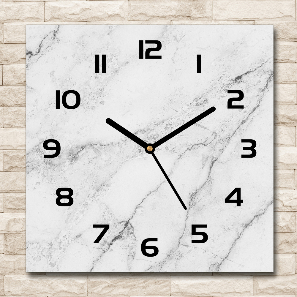 Horloge carrée en verre Marbre blanc