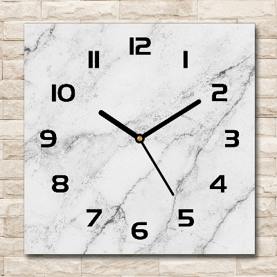 Horloge carrée en verre Marbre blanc