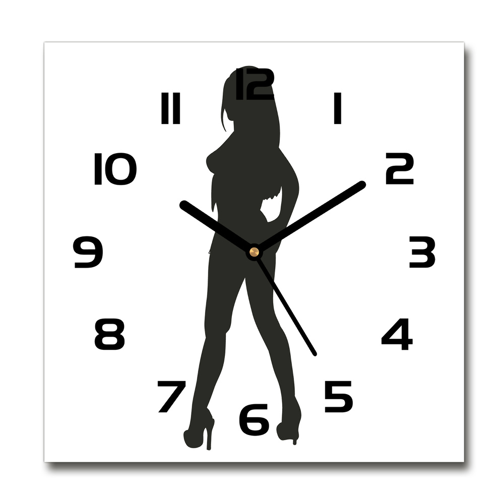 Horloge carrée en verre Silhouette de femme