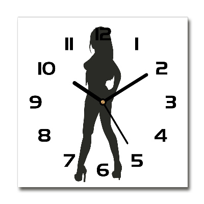 Horloge carrée en verre Silhouette de femme