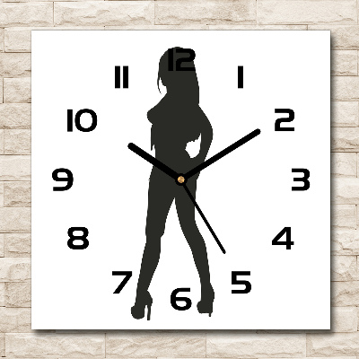 Horloge carrée en verre Silhouette de femme