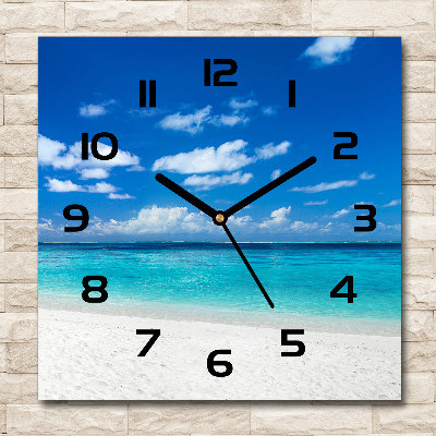 Horloge murale carrée Plage tropicale palmier