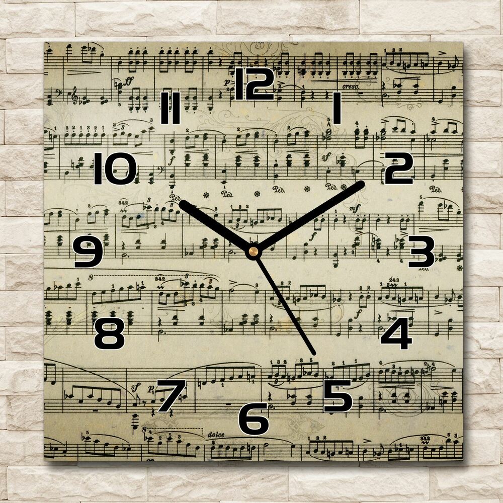 Horloge carrée en verre Notes sur une portée