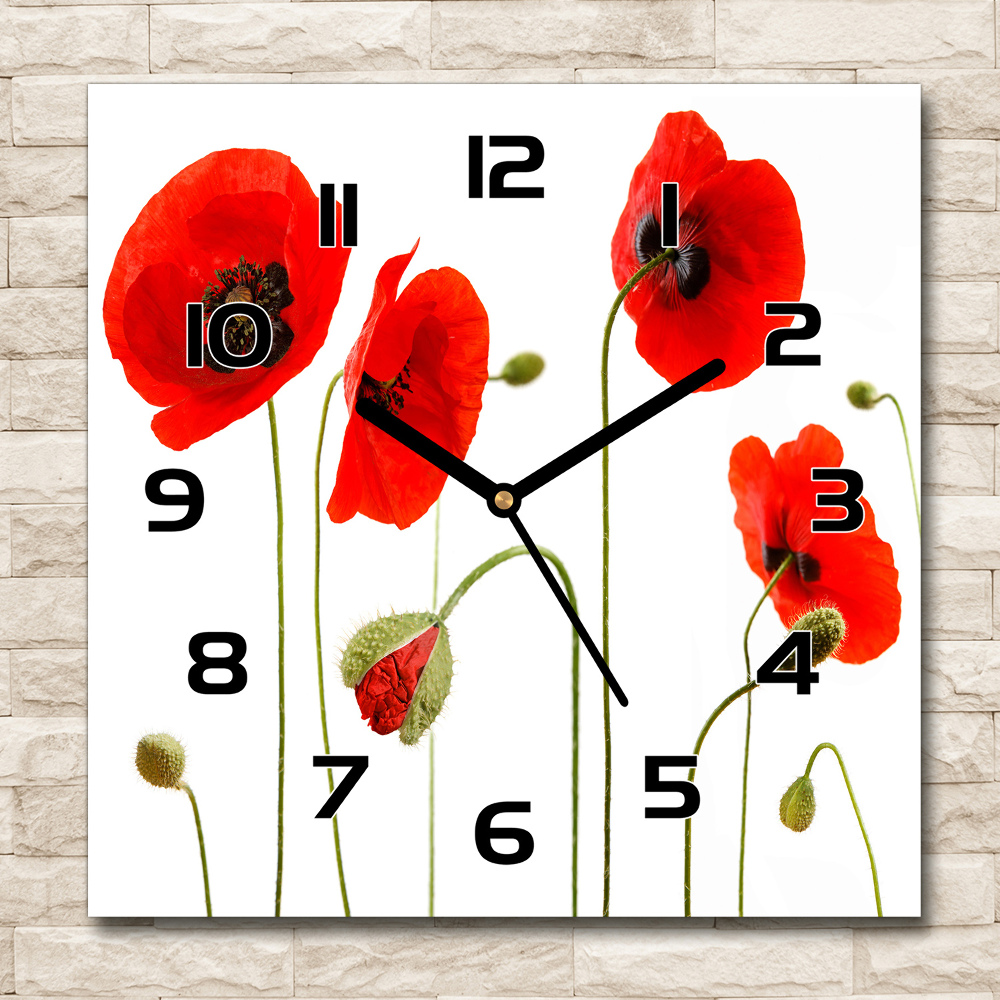 Horloge murale carrée Coquelicots