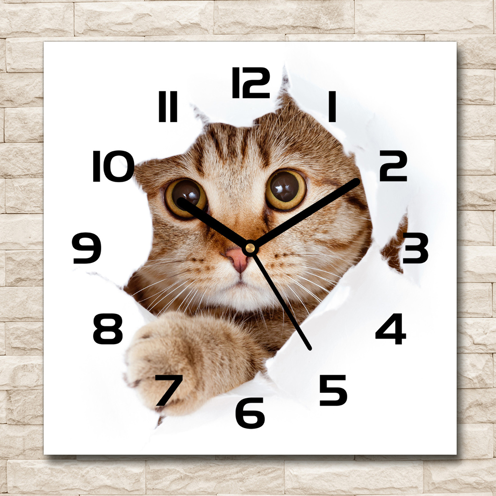 Horloge murale carrée Chat