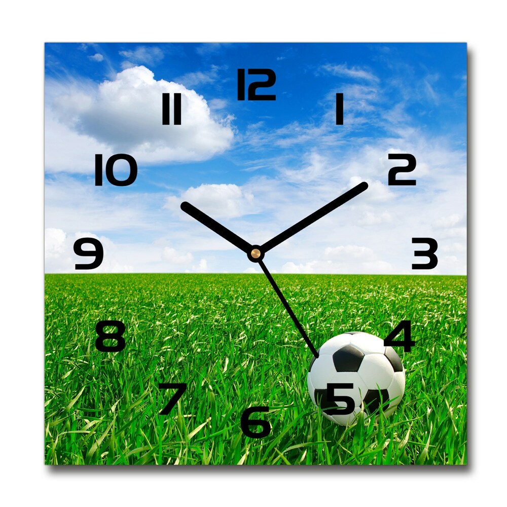 Horloge carrée en verre Football sur le pré