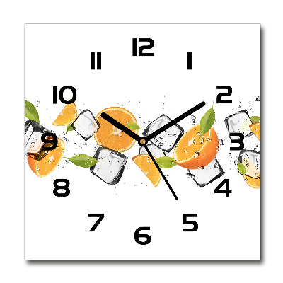 Horloge carrée en verre Oranges avec glace