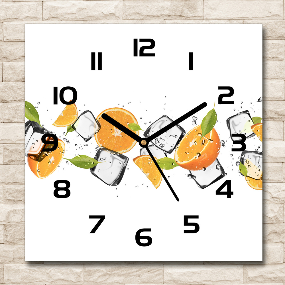 Horloge carrée en verre Oranges avec glace