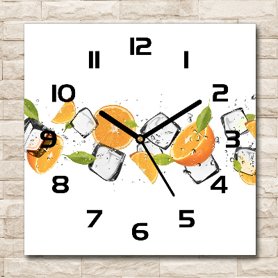 Horloge carrée en verre Oranges avec glace