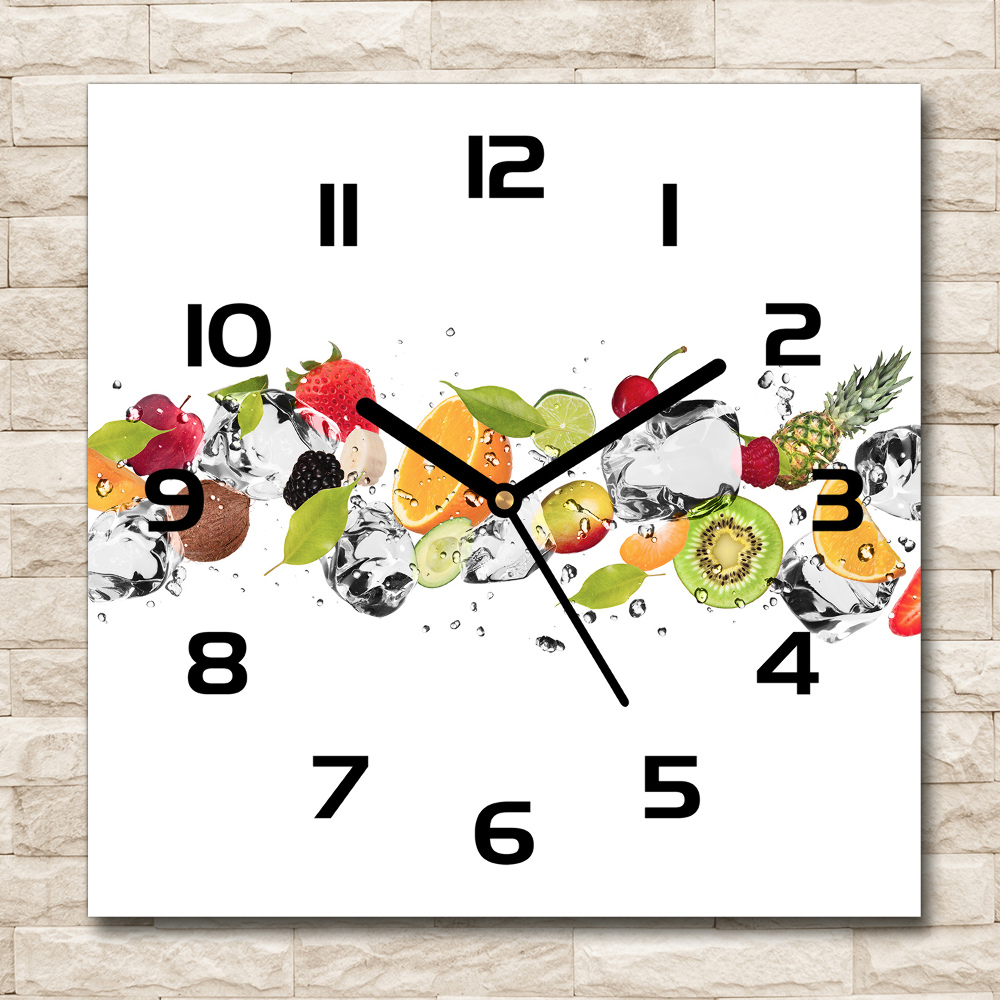 Horloge murale carrée Fruits et eau