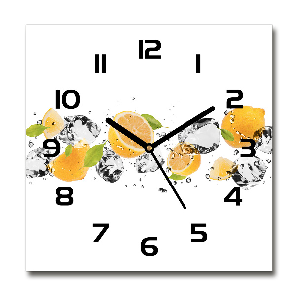 Horloge carrée en verre Citron et eau