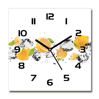 Horloge carrée en verre Citron et eau