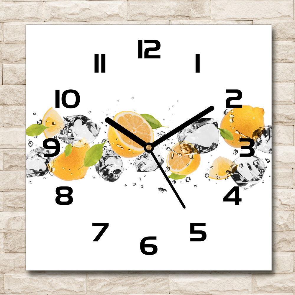 Horloge carrée en verre Citron et eau