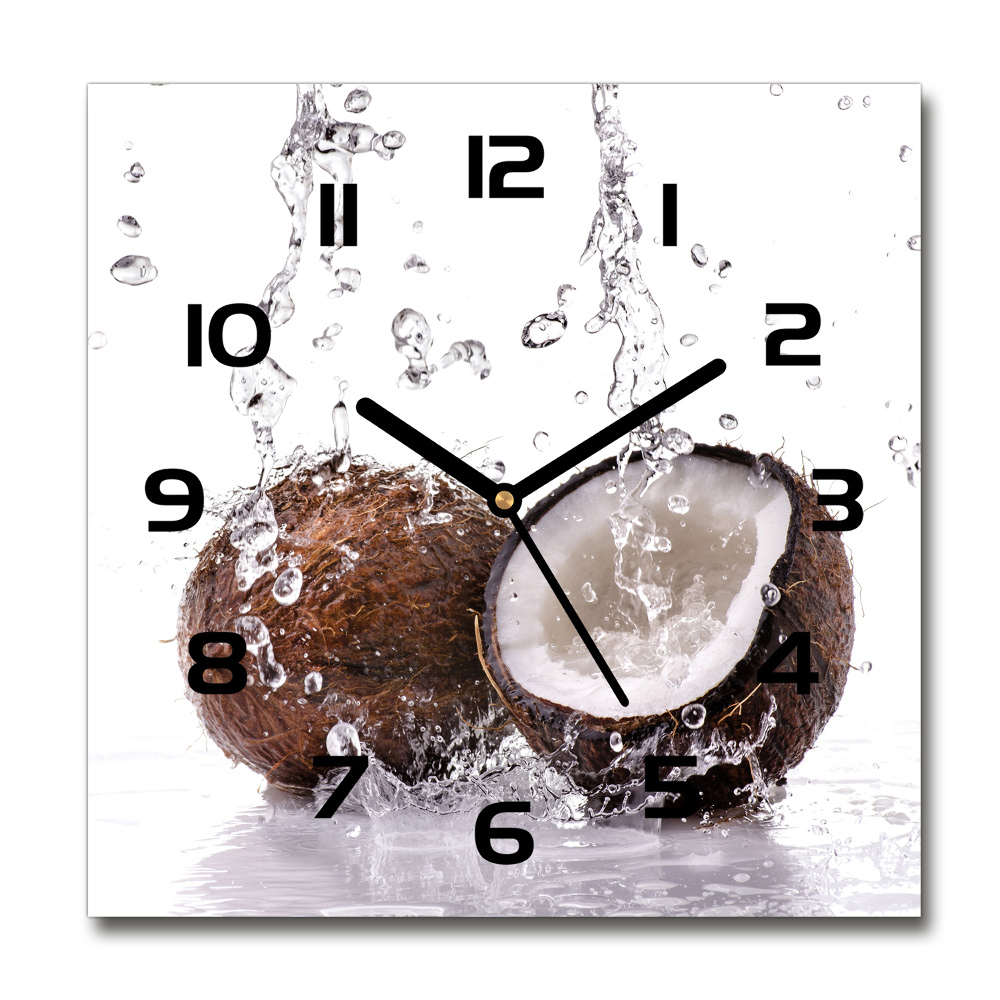 Horloge murale carrée Noix de coco et eau