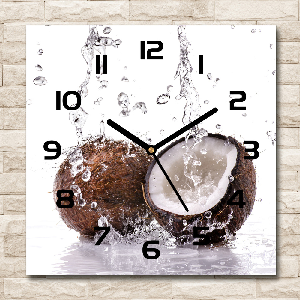 Horloge murale carrée Noix de coco et eau