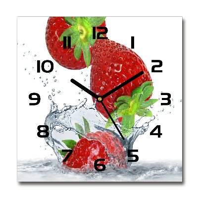 Horloge murale carrée Fraises et eau