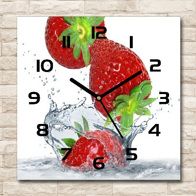 Horloge murale carrée Fraises et eau