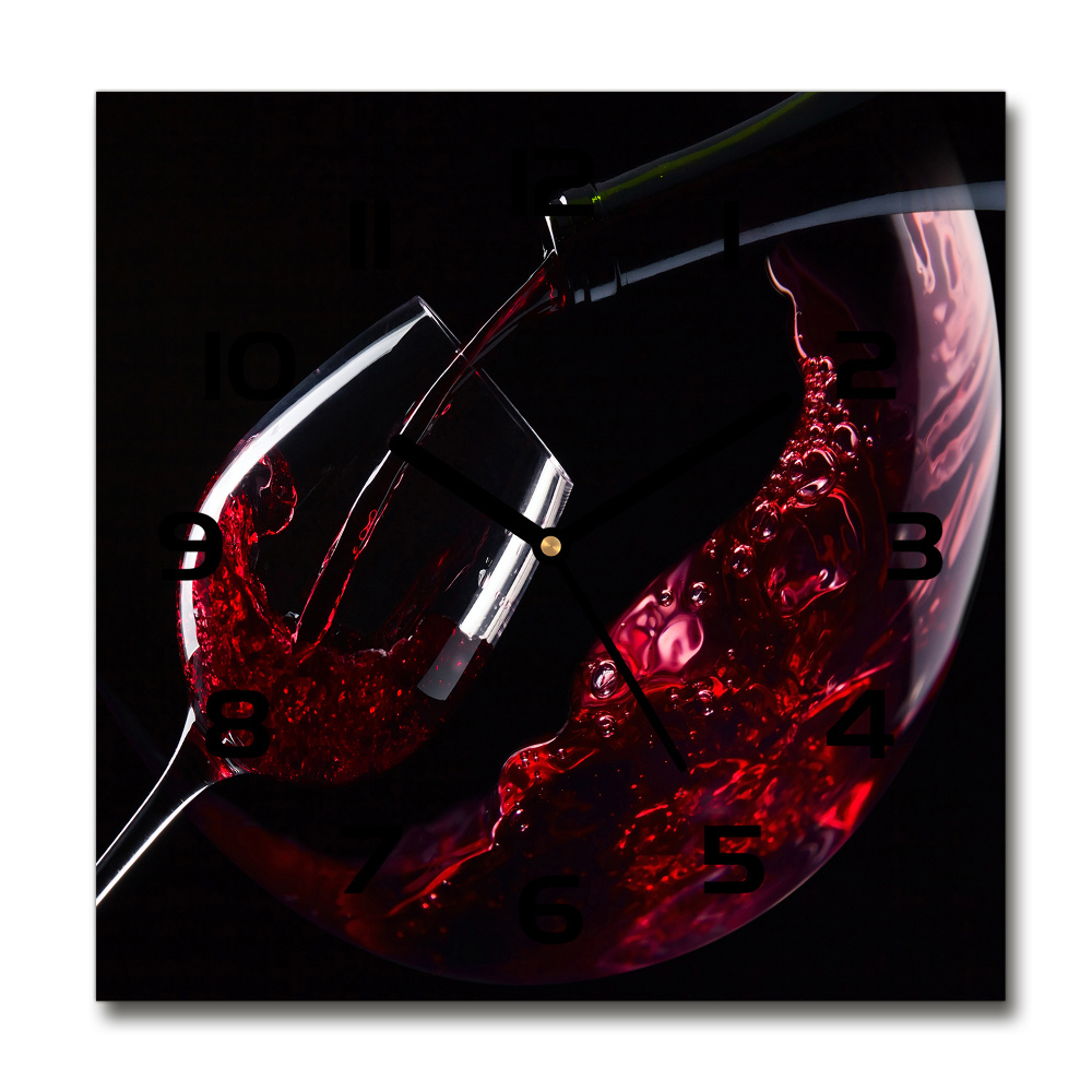 Horloge carrée en verre Vin rouge