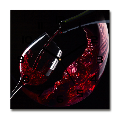 Horloge carrée en verre Vin rouge