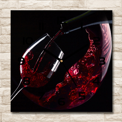 Horloge carrée en verre Vin rouge