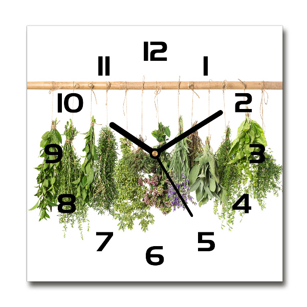 Horloge murale carrée Herbes sur une corde