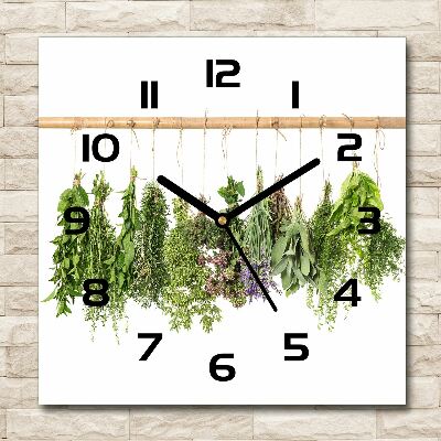 Horloge murale carrée Herbes sur une corde