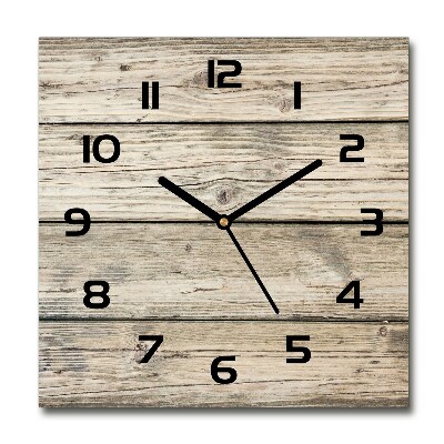 Horloge carrée en verre Fond en bois