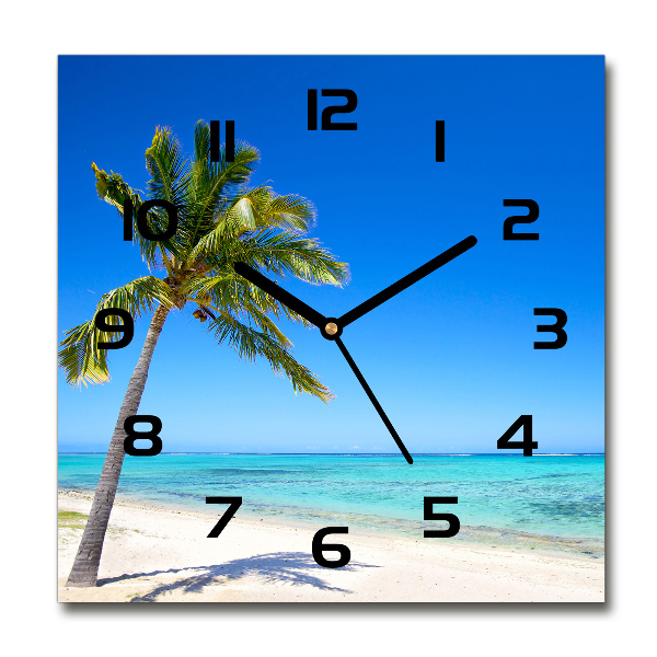 Horloge carrée en verre Plage exotique