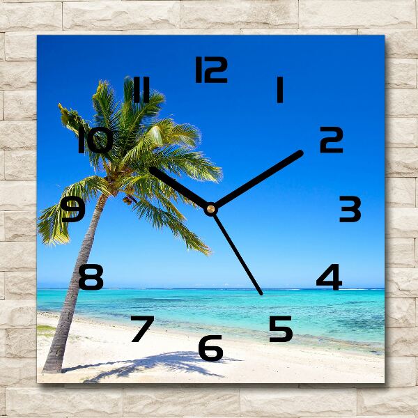 Horloge carrée en verre Plage exotique