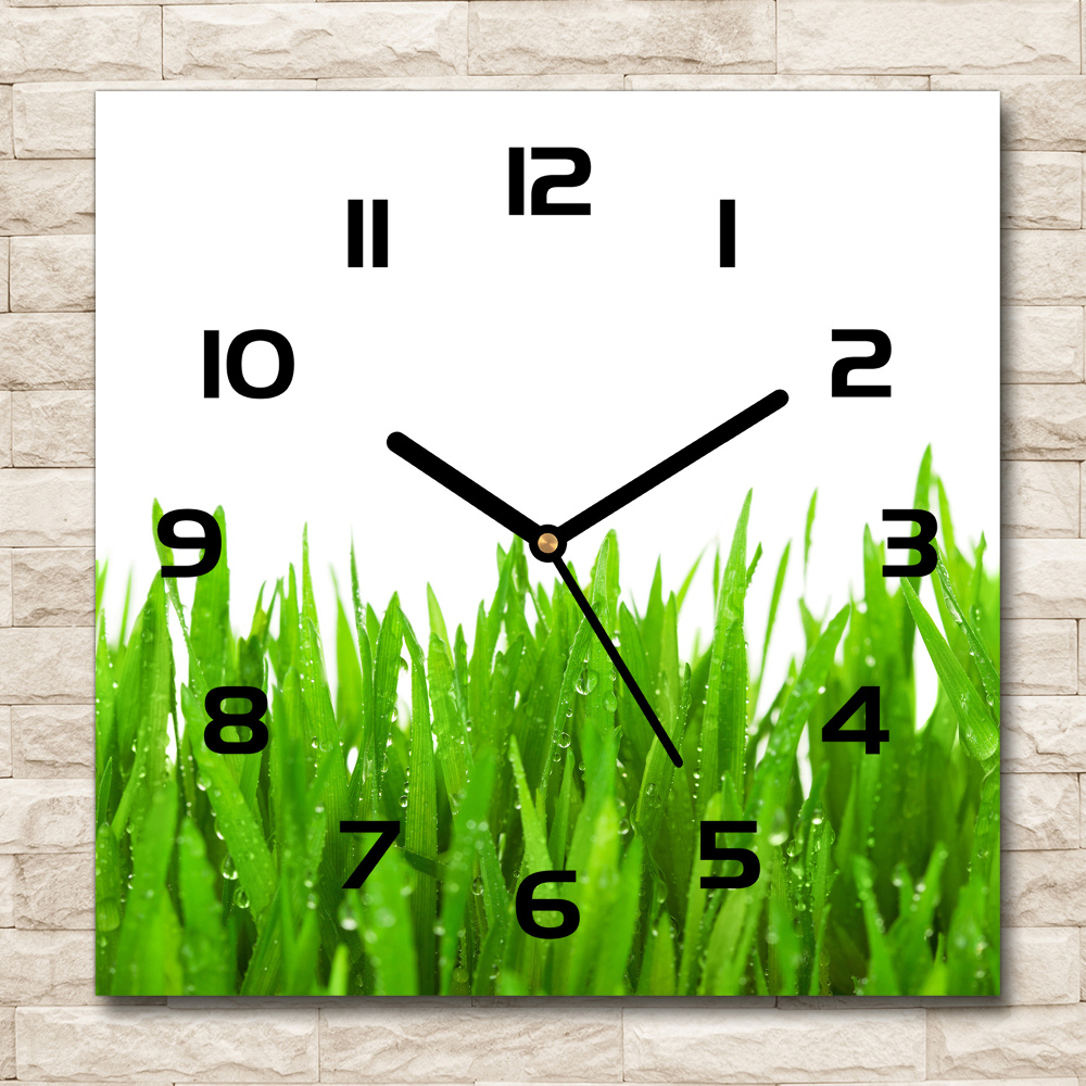 Horloge carrée en verre Herbe