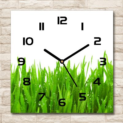 Horloge carrée en verre Herbe