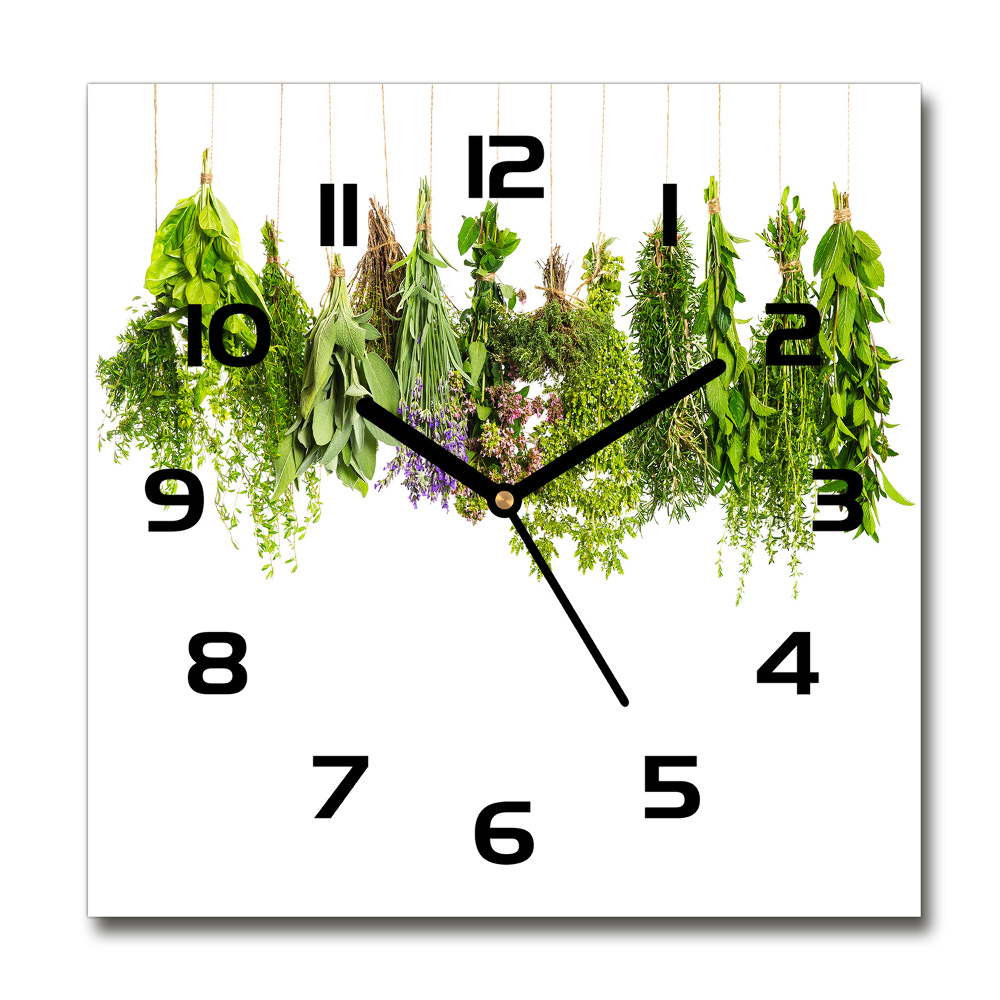 Horloge carrée en verre Herbes sur une ficelle