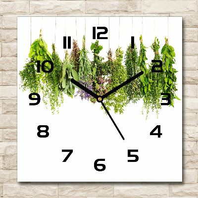 Horloge carrée en verre Herbes sur une ficelle