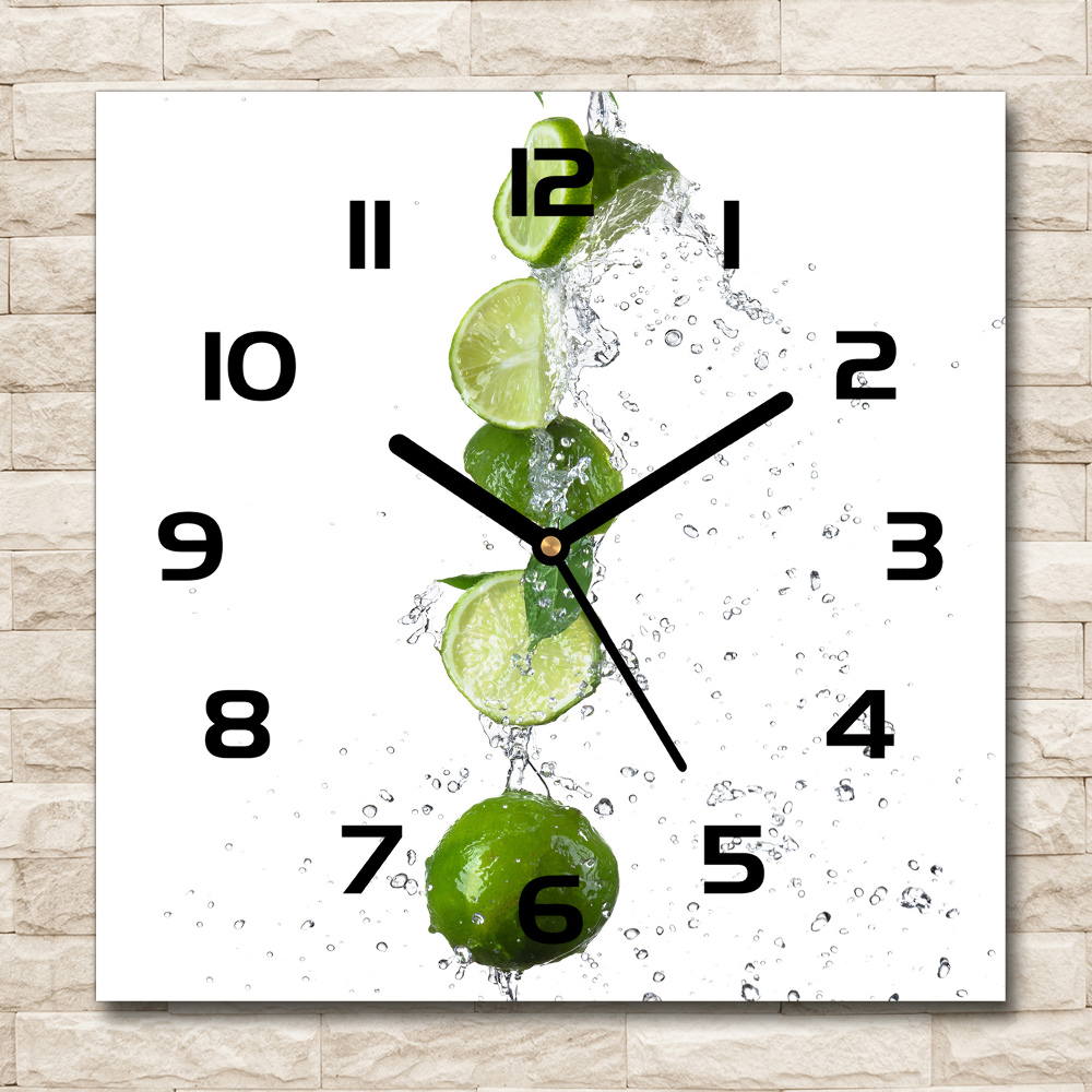 Horloge murale carrée Citron vert et eau