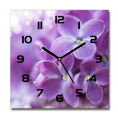 Horloge carrée en verre Fleurs de lilas