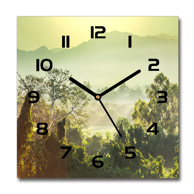 Horloge carrée en verre Jungle