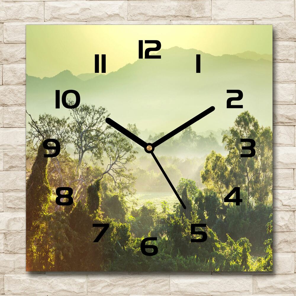 Horloge carrée en verre Jungle