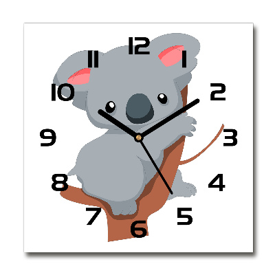 Horloge carrée en verre Koala dans un arbre