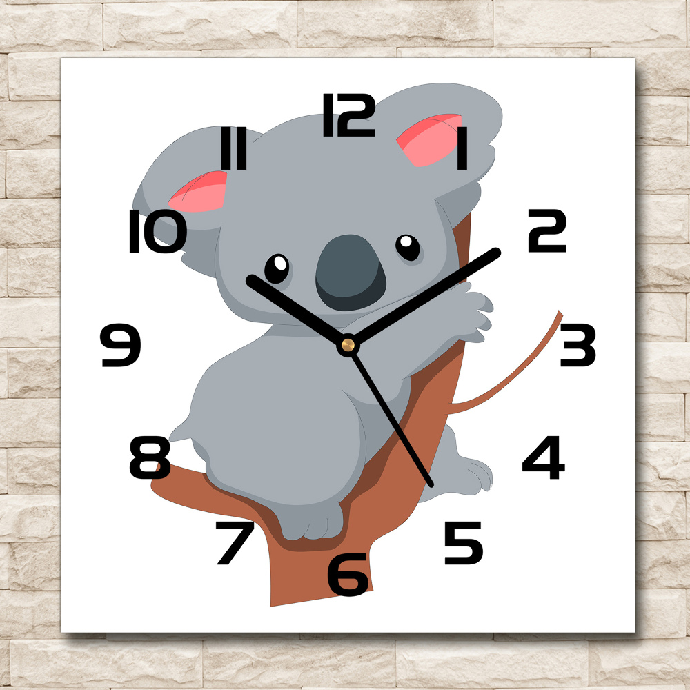 Horloge carrée en verre Koala dans un arbre