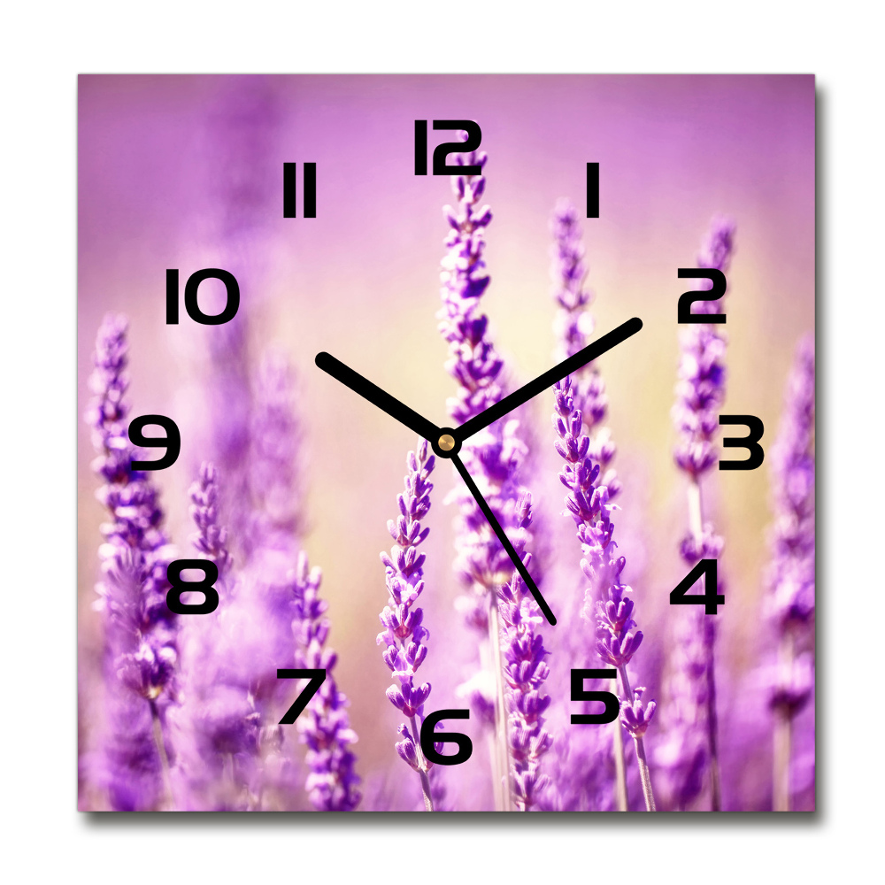 Horloge carrée en verre Lavande violette